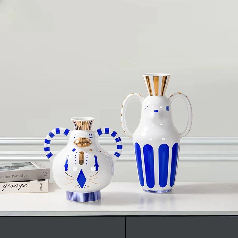 

Desktop Ceramic Vase Abstract Ornaments Living Room Dried Flower Vase Hydroponic Vases Home Accessories Decorative Vases Crafts