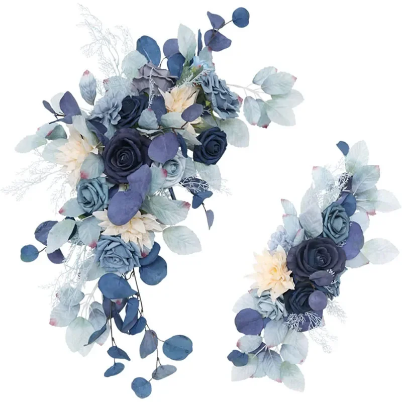 

2pc Blue Wedding Arch Flowers Artificial Flower Swag Floral Swag Dusty Rustic Eucalyptus Greenery forCeremony Sign Wedding Chair