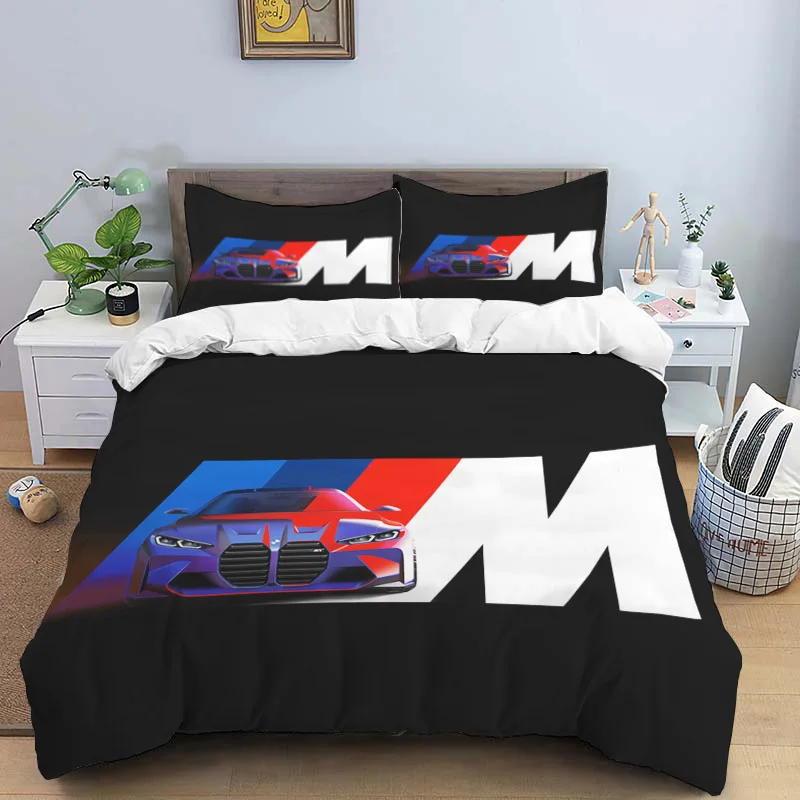 B-Bavarian Motor Work Fashion Print Three-piece Set for Kids or Adults Quilt Cover Pillowcase Bedding Set Birthday Gift