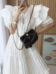 Retro Lace Collar Loose Age-Defying Dress Korean Style Spring Autumn Winter Women's Fashion Casual Wear School Street Style