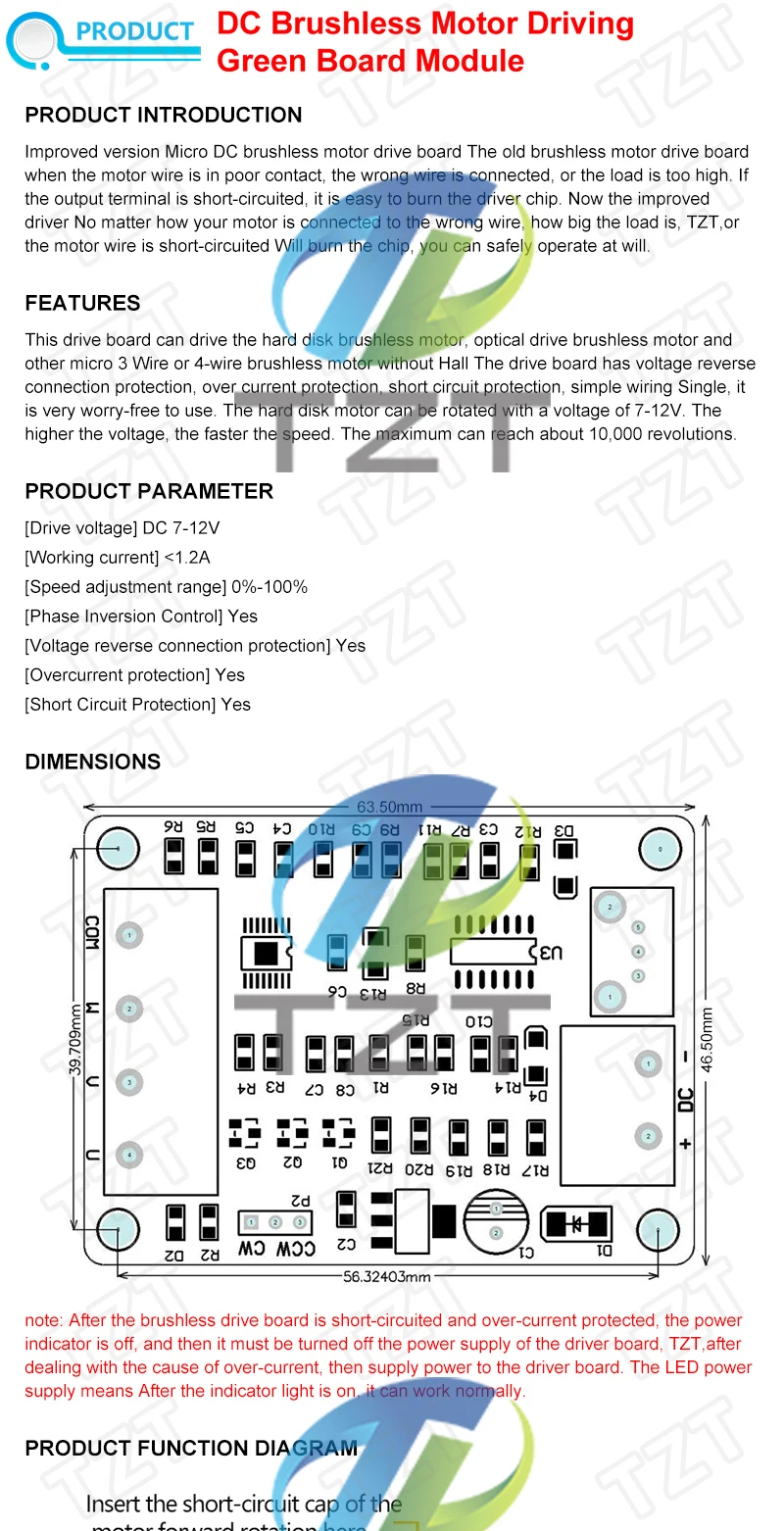 5V 12V bürstenloser Gleichstrommotor-Treiber-Controller-Board mit Rückspannungs- und Überstromschutz für Festplattenmotor 3/4-Draht – Detail 1