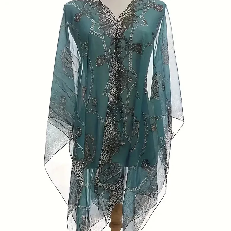 Womens Summer Chiffon Shawl - Ultra-Lightweight & Cooling, UV Protection Sunscreen Scarf - Luxurious Silky Feel