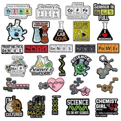 Science Chemical Element Series Enamel Pins Custom Microscope Beaker Metal Brooch Clothes Lapel Badge Jewelry Gift for Students