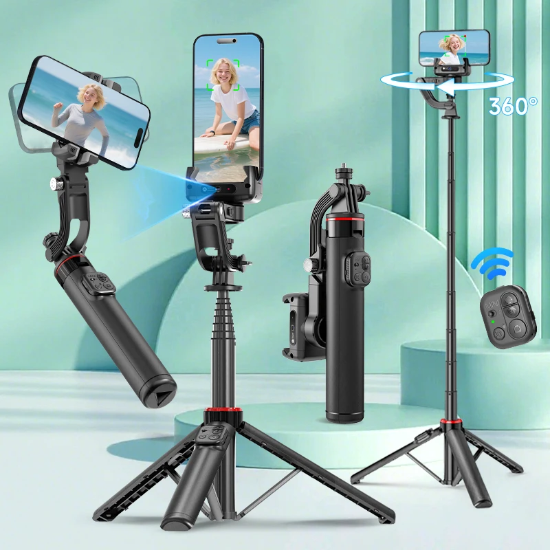 Desktop Gimbal AI Tracking Handheld Stabilizer C22 Selfie Stick Tripod for Cell Phones Record Video/Vlog, Optional Fill Light