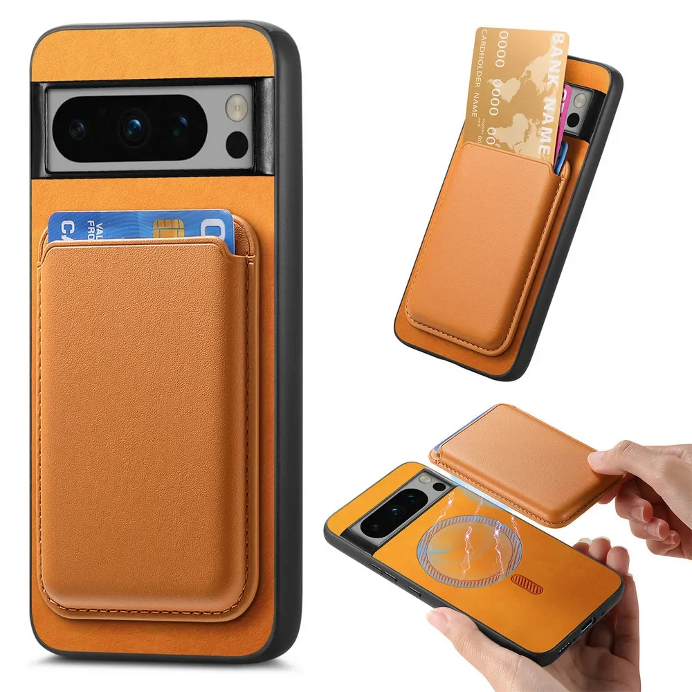 For Google Pixel 10 Pro XL Magnetic for Magsafe Leather Case for Pixel 10pro Pixel10 2 in 1 Detachable Wallet Card Slot Cover