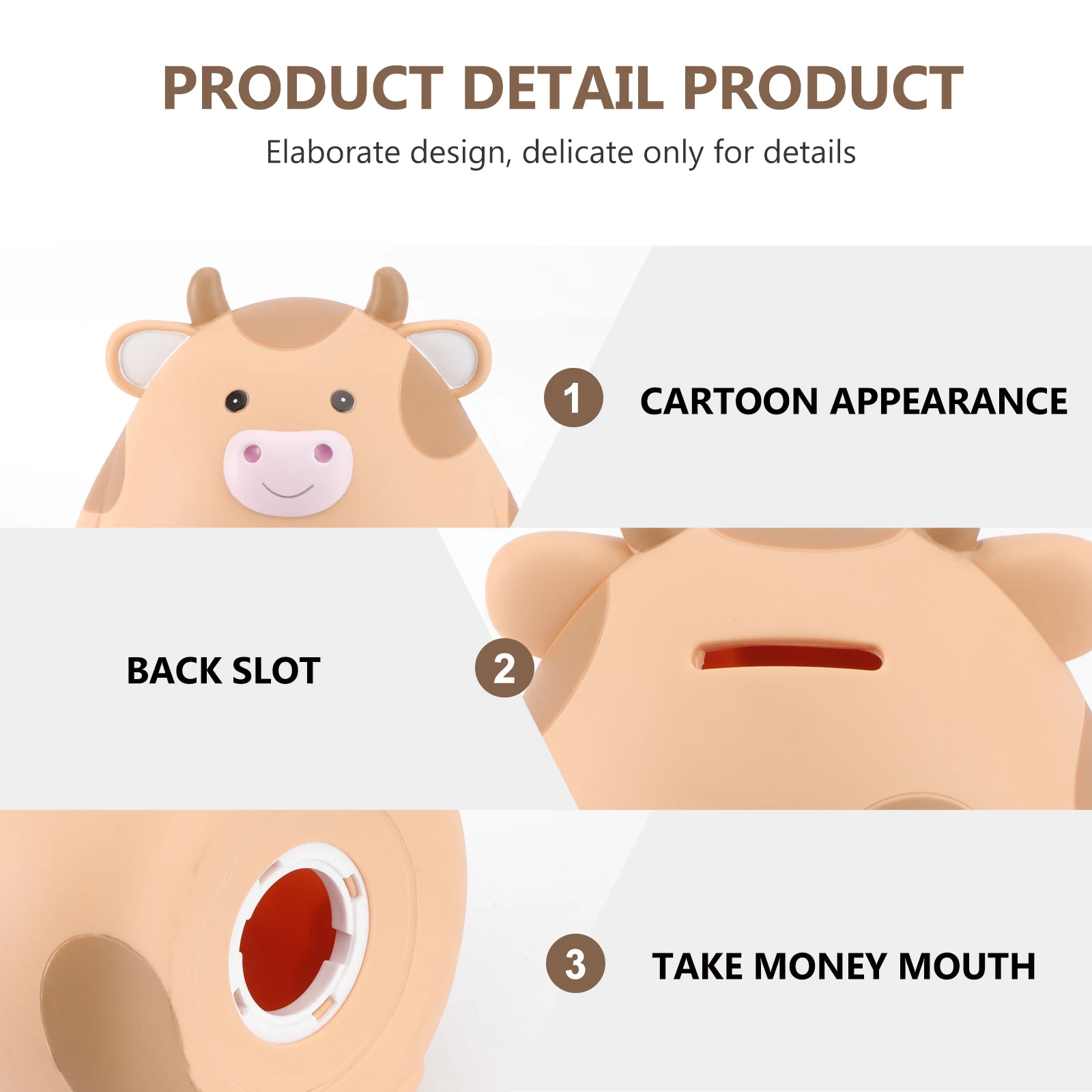 1 pçs forma de gado banco de moedas material de alta qualidade bonito dos desenhos animados bezerro design crianças pote de poupança de dinheiro para armazenamento de mudança diária novo