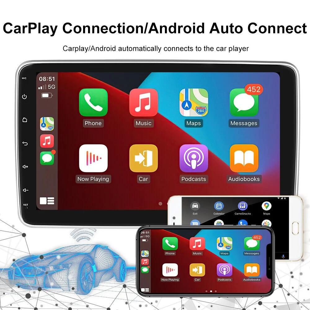 1Din Android 10.1Inch Car Multimedia Video Player Universal Car Stereo Radio GPS IOS/Android Mirror Link For Nissan Hyundai Kia