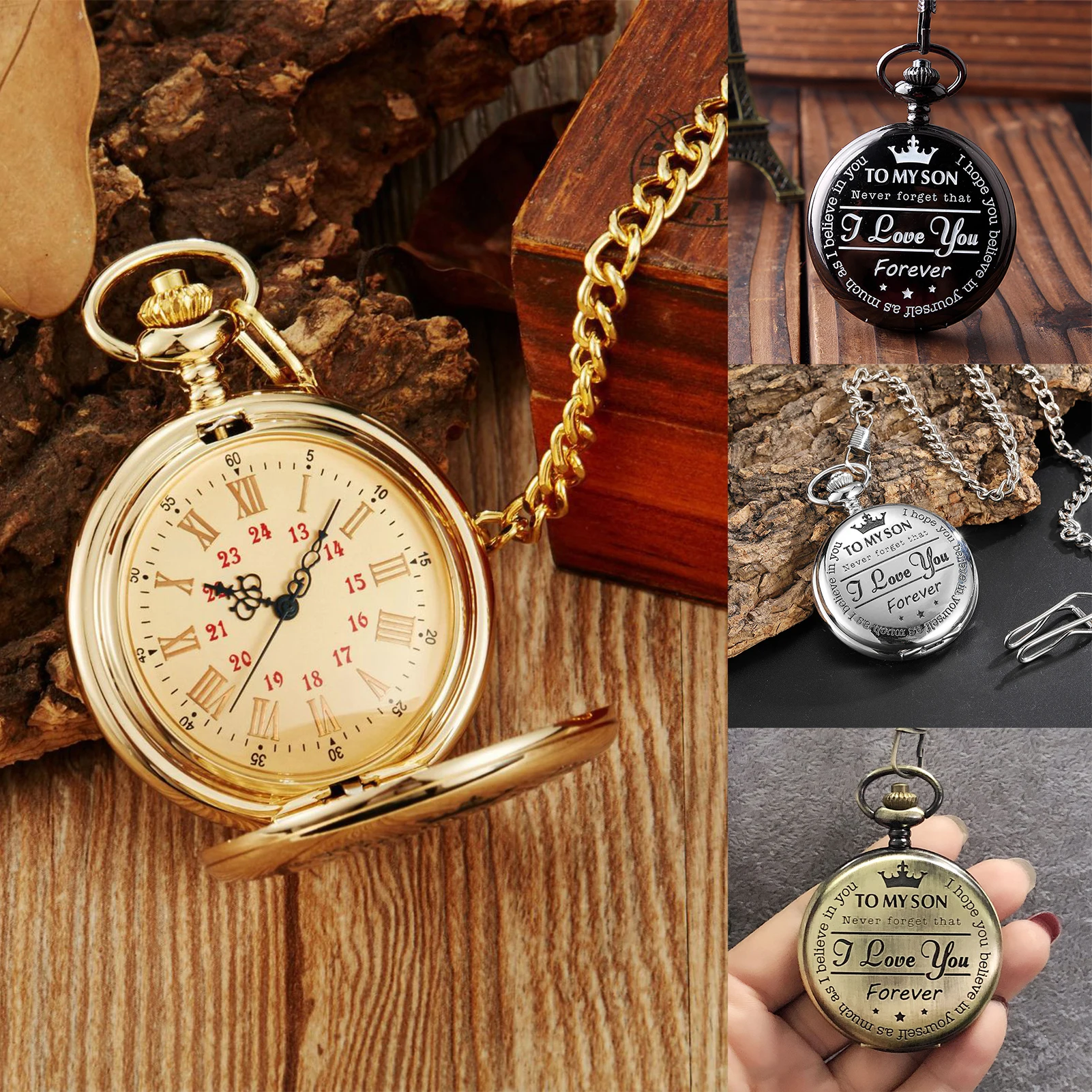 Vintage Pocket Watches With Chain Numerals Retro Quartz For Men Gift Cool  Carved Case Quartz Delicate Accessories Retro Style