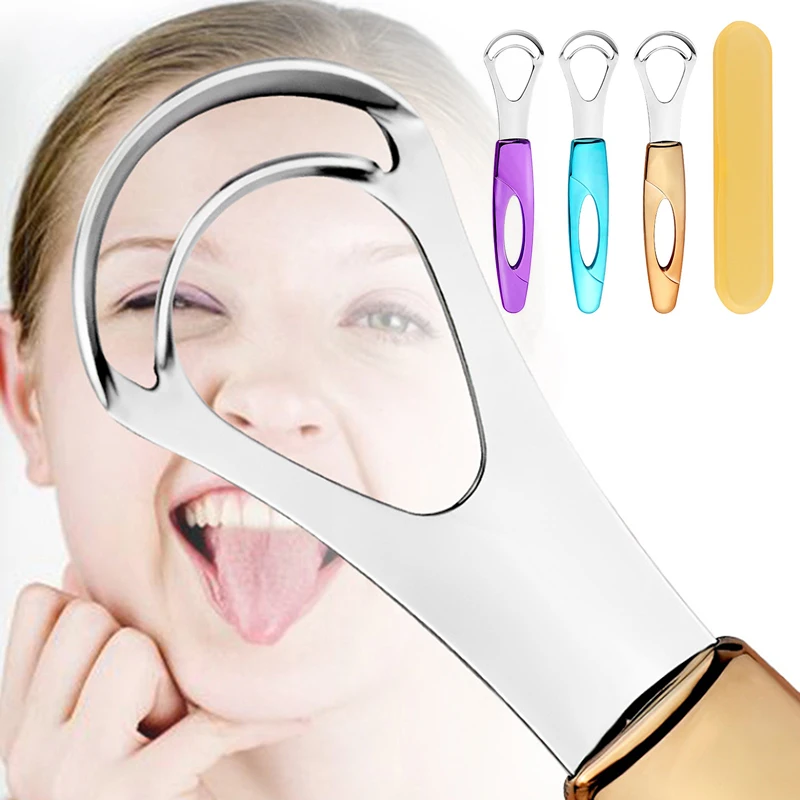 1PCTongue Scraper With Box Stainless Tongue Scraper Tongue Coating Cleaner Tongue Coating Brush Oral Tongue Cleaner Fresh Breath