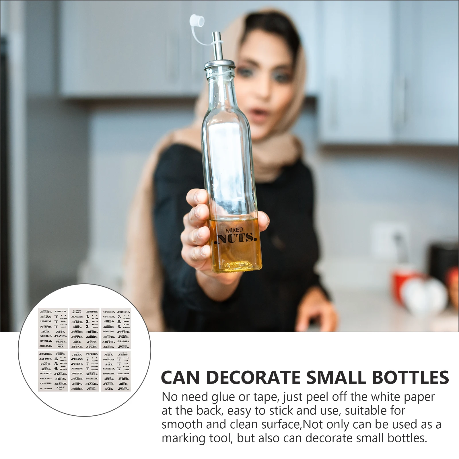 

6pcs Organizer Transparent Waterproof Stickers Creative Marking Labels For Kitchen Food Date Storage Decor Self-Adhesive English