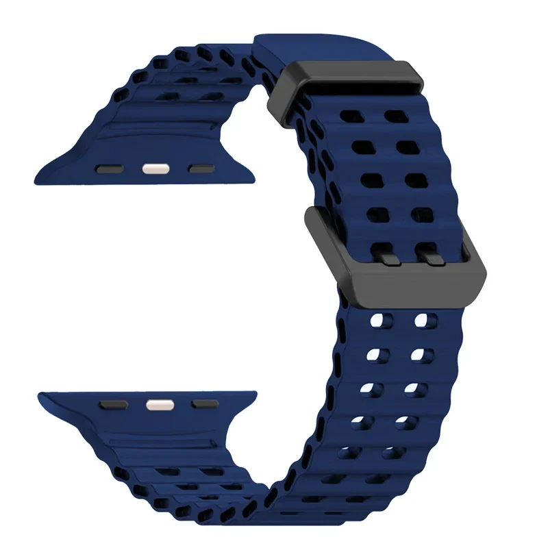 Ocean สายซิลิโคนสําหรับ Apple Watch Band Ultra 2/1 49 มม.10 46 มม.สร้อยข้อมือกีฬาสายรัดข้อมือ iWatch series 9 8 7 6 5 4 SE 45 มม.44 มม.