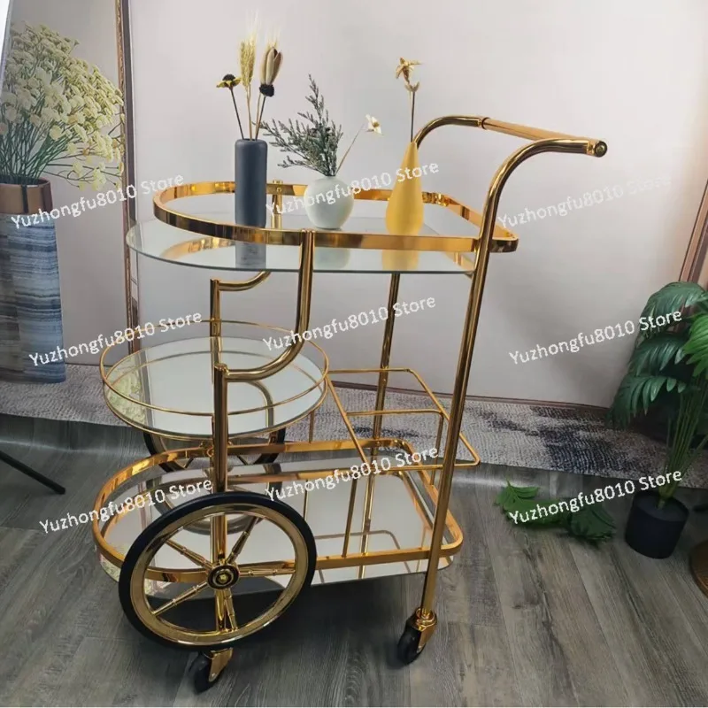 Light luxury retro cart, snacks, drinks, cakes, carts, drinks, meals, light luxury shelves