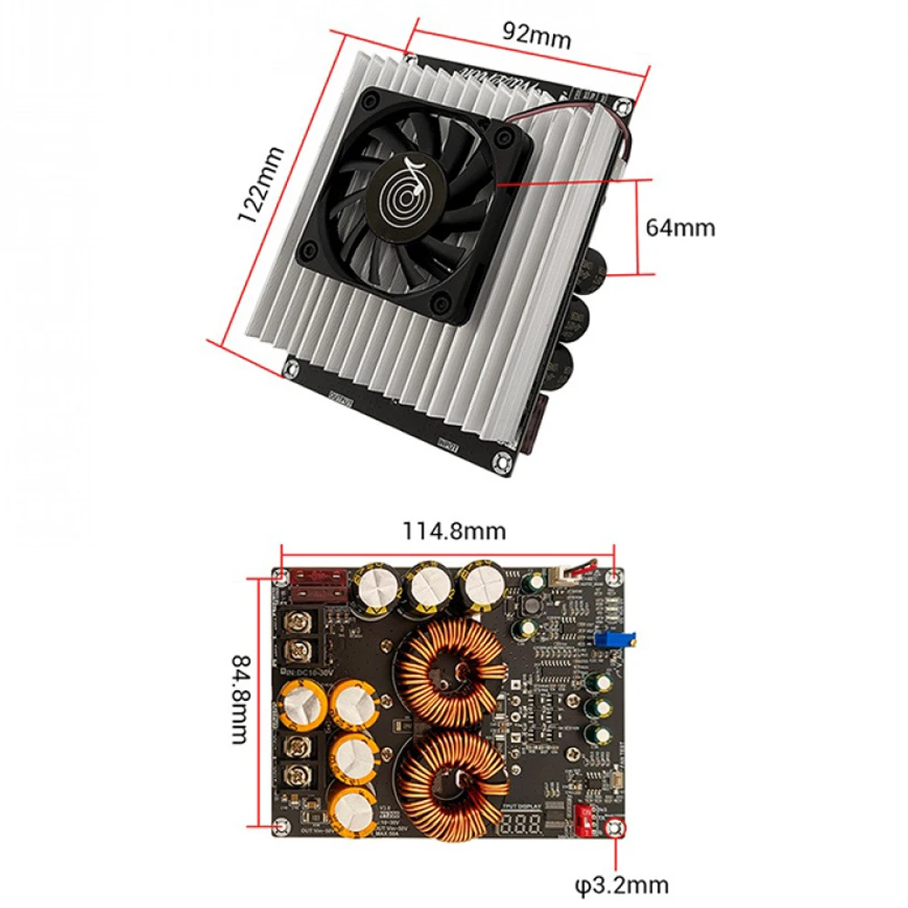 Dual-inductor Audio Power Amplifier Dedicated Power Supply Board 1200W 50A High-current Non-isolation Boost Power Supply Module
