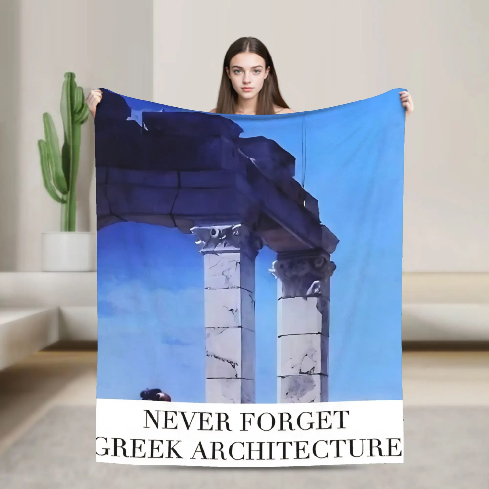 Never Forget Greek Architecture  Blanket  Decorative Flannel Throw Blanket For Couch Chair Soft Custom Quality Bedspread Gift