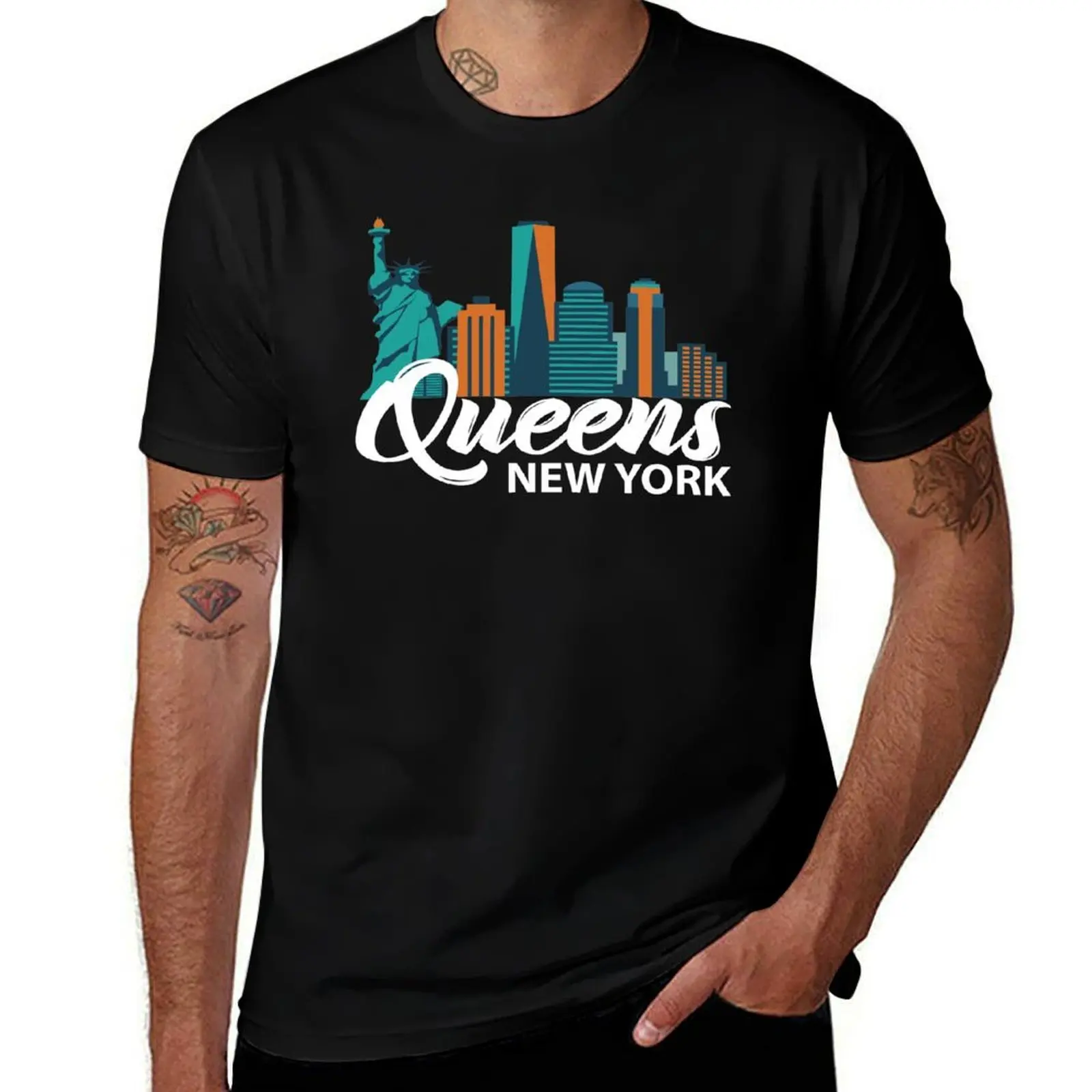 

Queens New York T-Shirt Man t-shirt Short sleeve tee sports fans Blouse sweat shirts, men