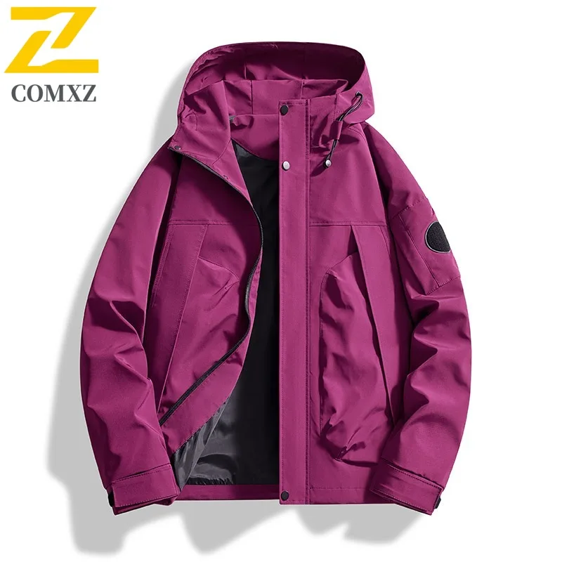 سترة COMXZ للرجال بغطاء للرأس للاستكشاف الخارجي ومقاومة للرياح معطف للدراجات النارية للترفيه والارتداء اليومي سترة واقية خفيفة الوزن للخريف #5
