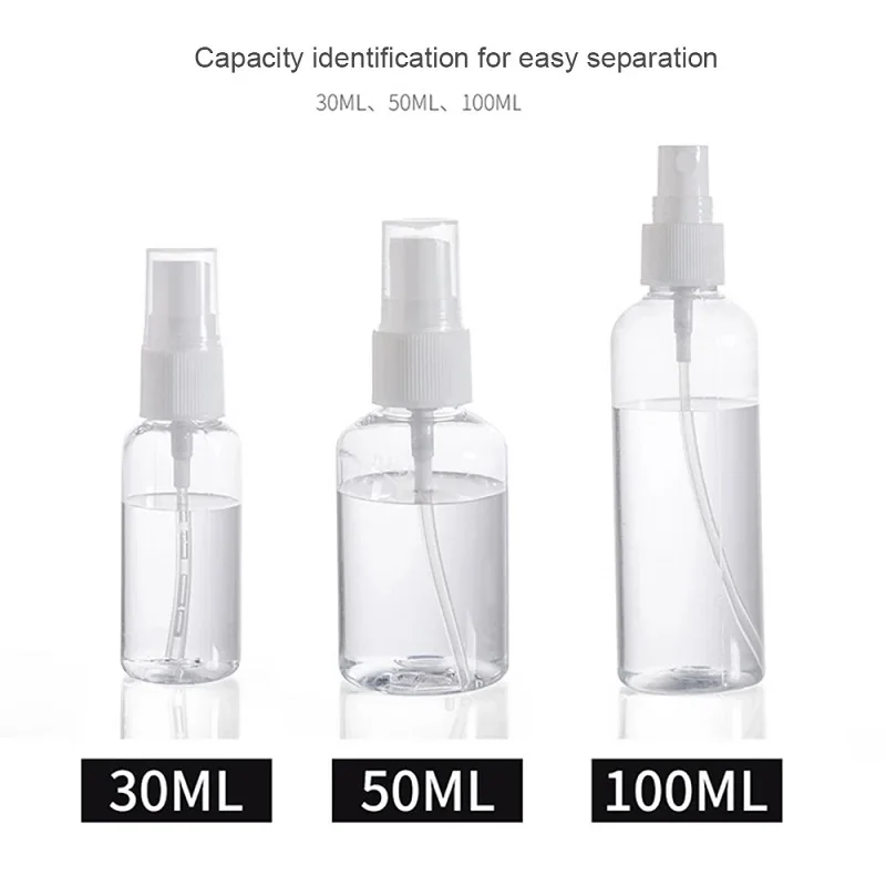 5pcs Refillable 30ml 50ml 100ml Clear PET Plastic Portable Spray Bottle Empty Perfume Container