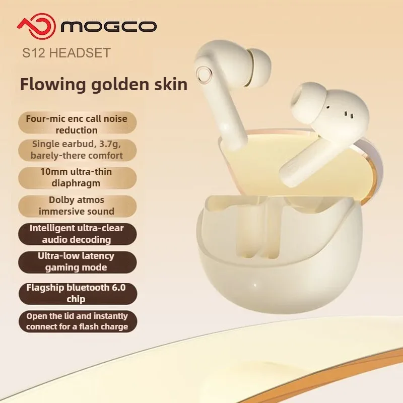 MOGCO S12 Noise Cancelling Wireless Earbuds, Sport In-Ear Bluetooth Headphones for iOS Android, HD Sound Long Battery