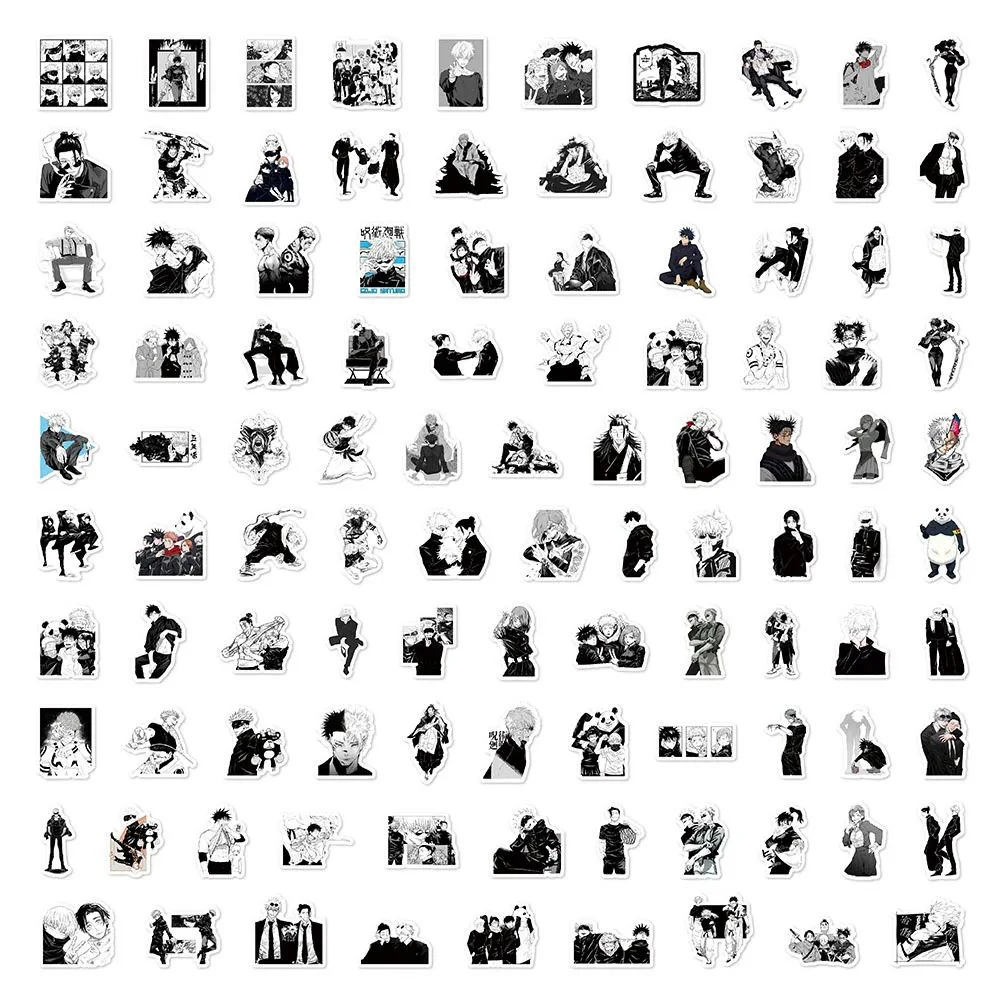 10/30/50/100pcs Jujutsu Kaisen adesivi Anime Cool Black White Manga Sticker Skateboard Phone Notebook Graffiti decalcomanie giocattolo per bambini