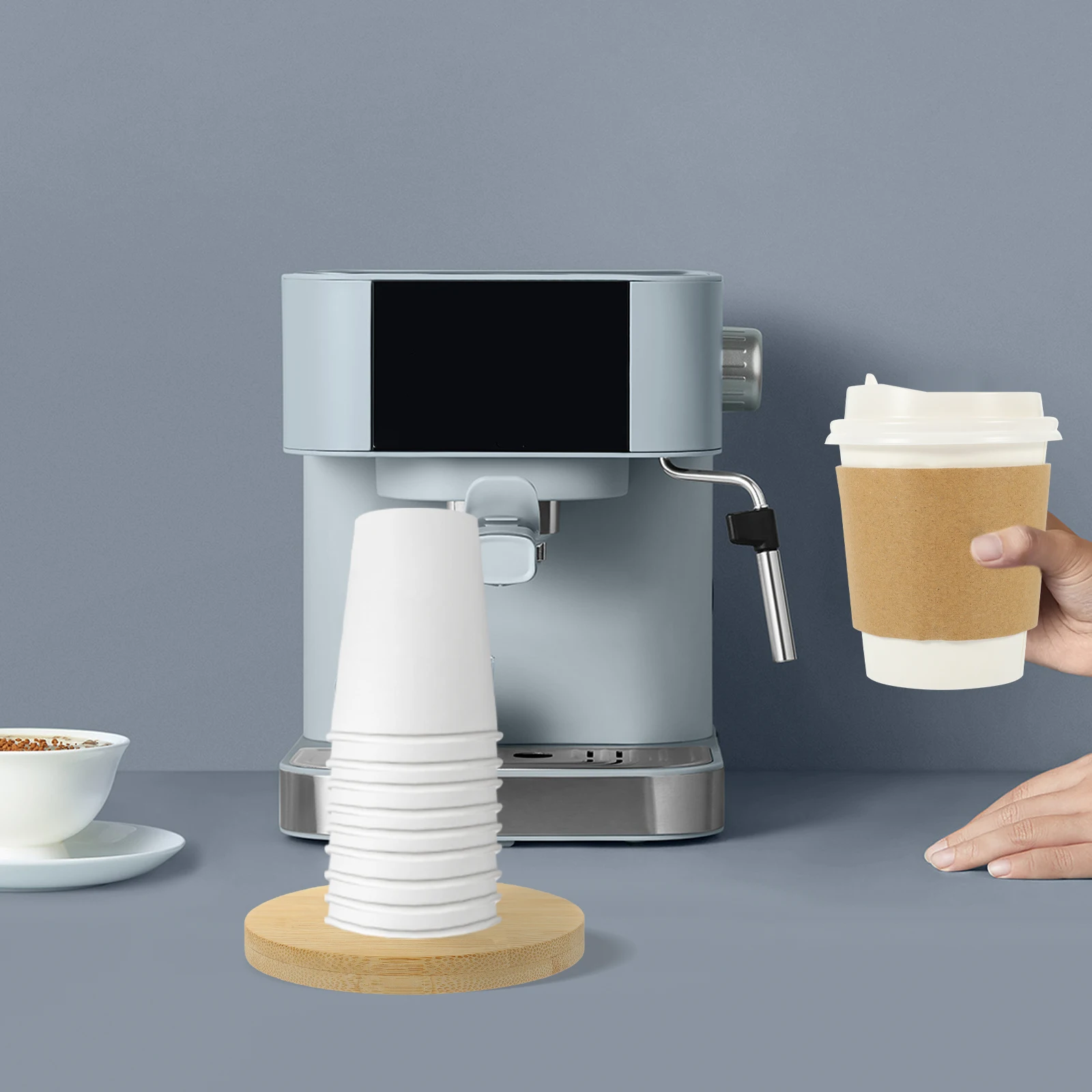 

Bamboo Paper Cup Holder Milk Tea Storage Rack Countertop Dispenser Home Supplies Coffee Bar Organizer Cup Storage