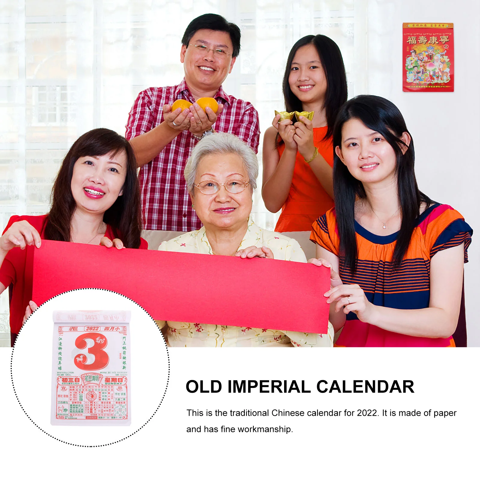 

1Pcs 2022 Daily Traditional Chinese Calendar Year of The Tiger High-Quality Paper Wall Calendar for Home Office Feng Shui