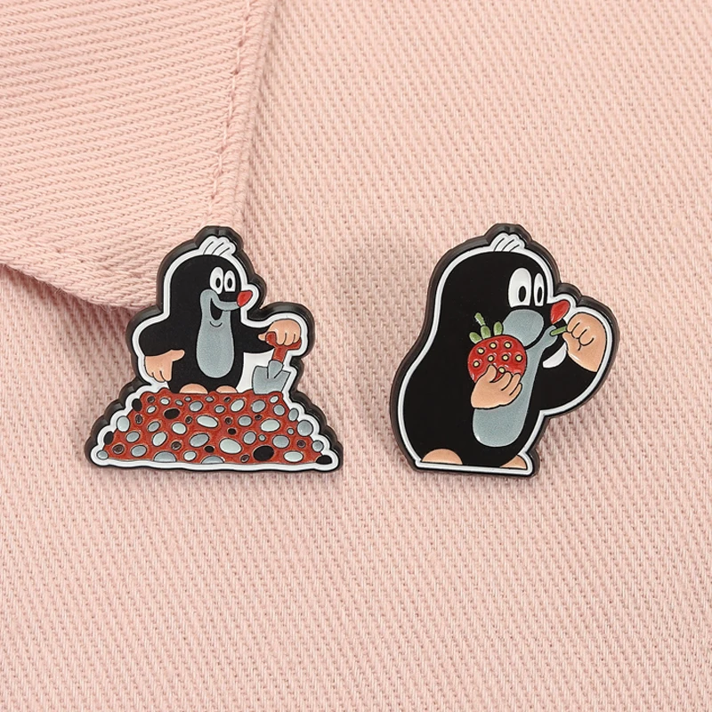 Cartoon Czech Animation Characters Enamel Pins Anime Story Little Mole Cute Animal Brooches Lapel Badge Jewelry Gift for Friends