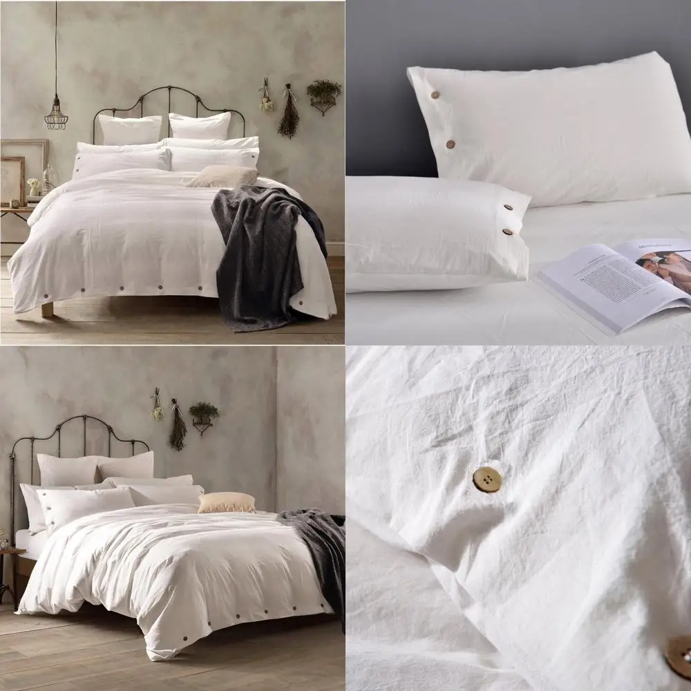 

Queen Size Cotton Duvet Cover Set - 3 Piece Bedding in Off-White