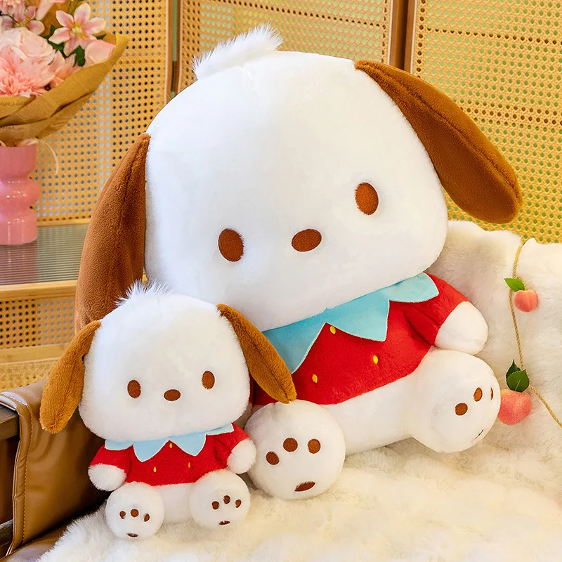 Sanrio Strawberry Pochacco Plush 30/60cm Toys Cute Cartoon Lovely Stuffed Soft Dolls Toys Home Car Sofa Decoration Plush Pillow