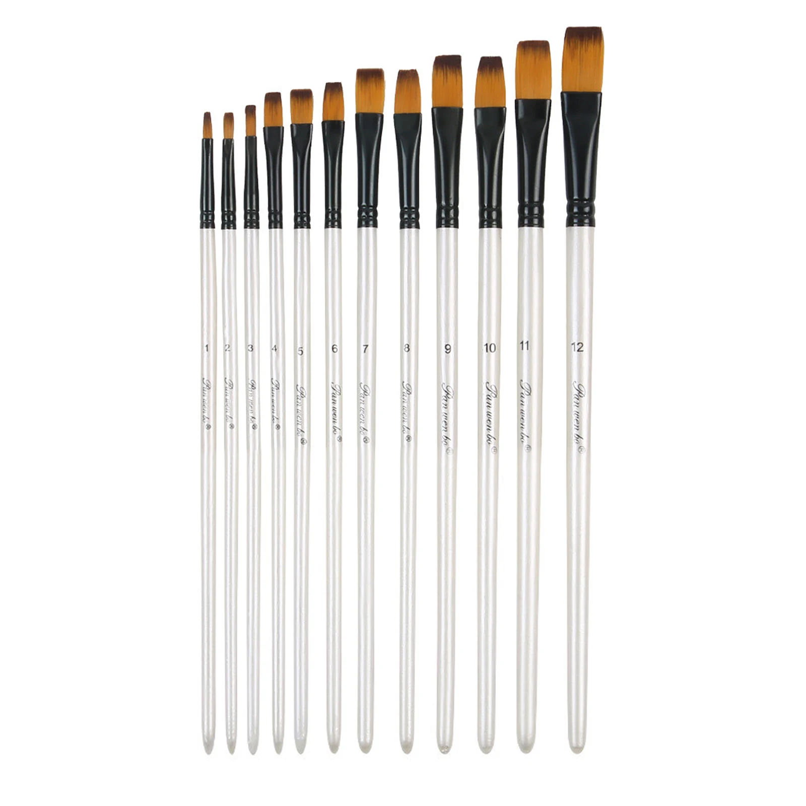 12Pcs/Set Nylon Hair Wooden Handle Watercolor Paint Brush Pen Set Learning DIY Oil Acrylic Painting Art Paint Brushes Supplies