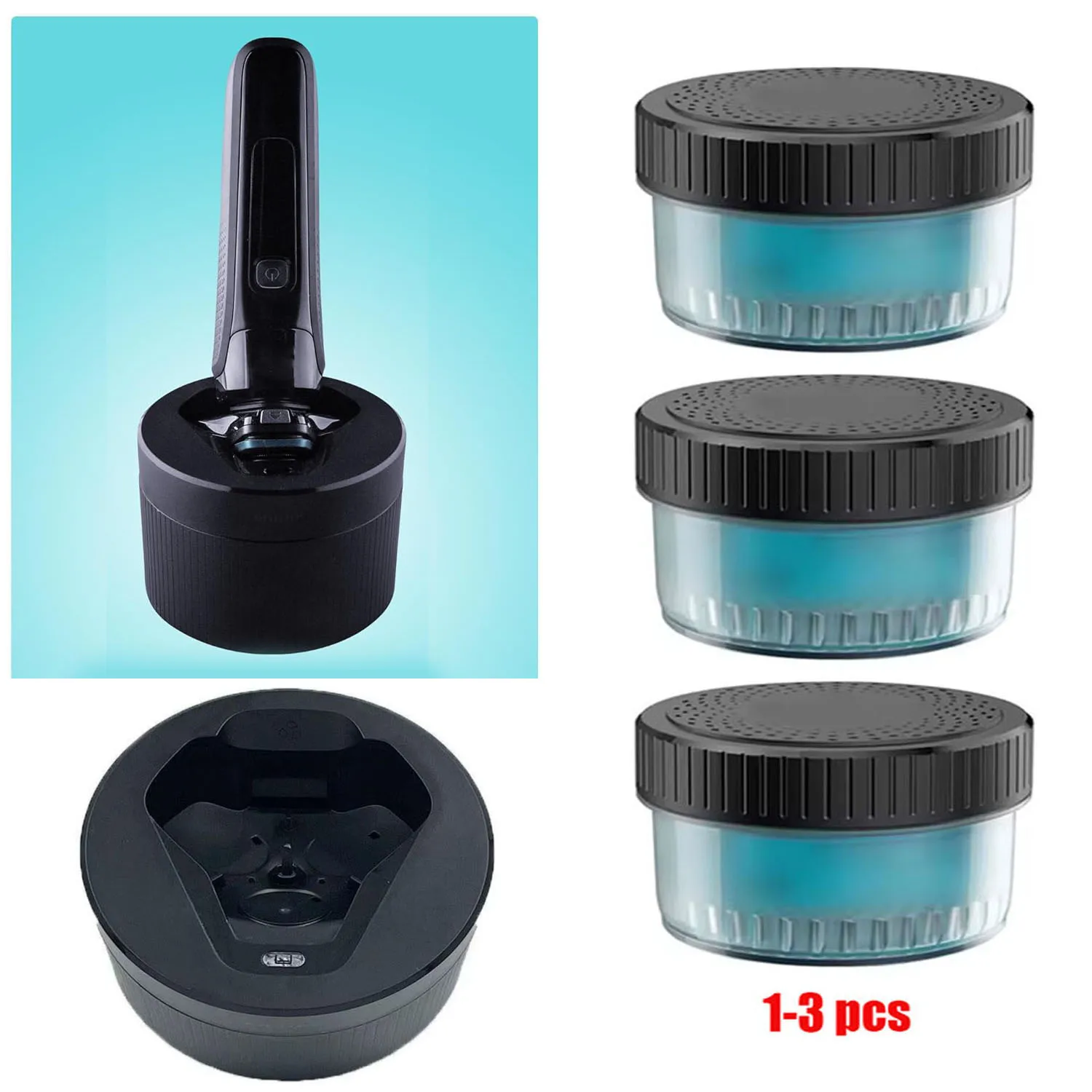 NUEVO Cartucho de Repuesto Quick Clean Pod (1-3 Unidades) Compatible con los cartuchos de limpieza rápida Philips Norelco / solución de limpieza 160ML