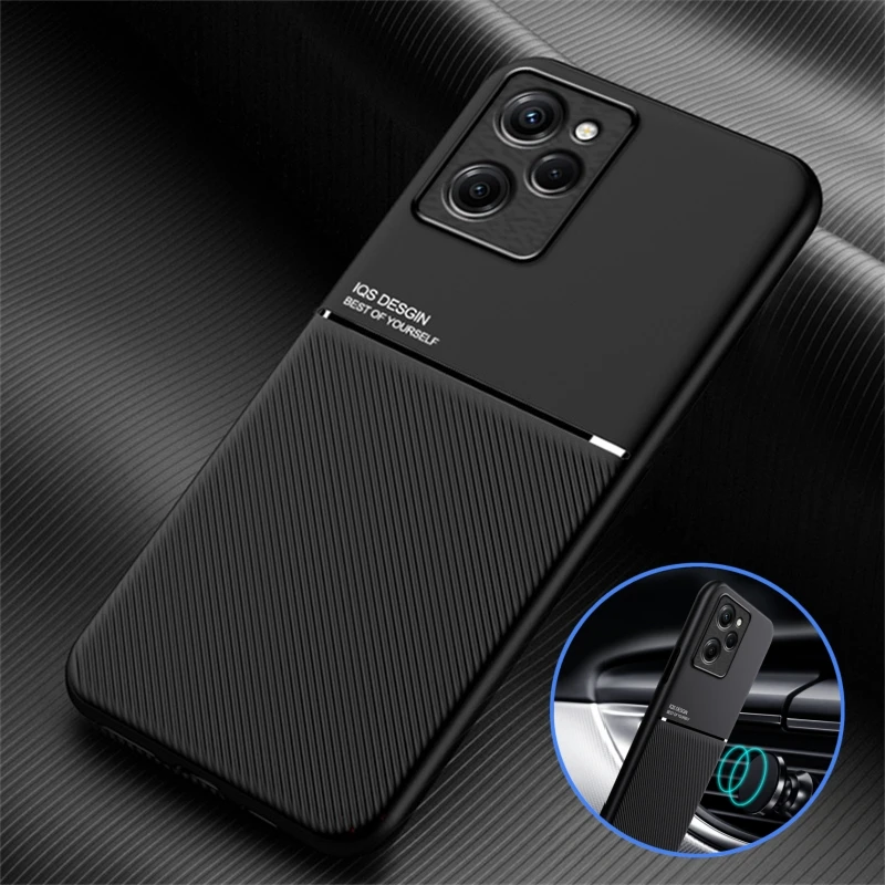 Car Magnetic Holder Leather Case For Xiaomi Poco X5 Pro 5G Soft Silicone Shockproof Back Cover PocoX5 Poko Little X 5 X5Pro 5G