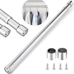 Useful Extendable Stainless Steel Wardrobe Clothes Rod Adjustable Closet Rail Pole Curtain Telescopic Hanging Rod