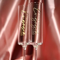 1pcs Custom Wedding Flute, Gold text Name Personalization Wedding Champagne Flute, Gift for the Couple, Engagement Gift