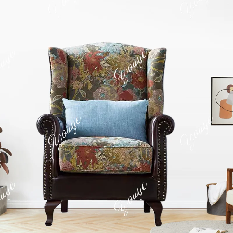 미국산 가죽 원단 싱글 소파 소형 아파트 거실 침실 서재 하이백 라운지 체어 조합