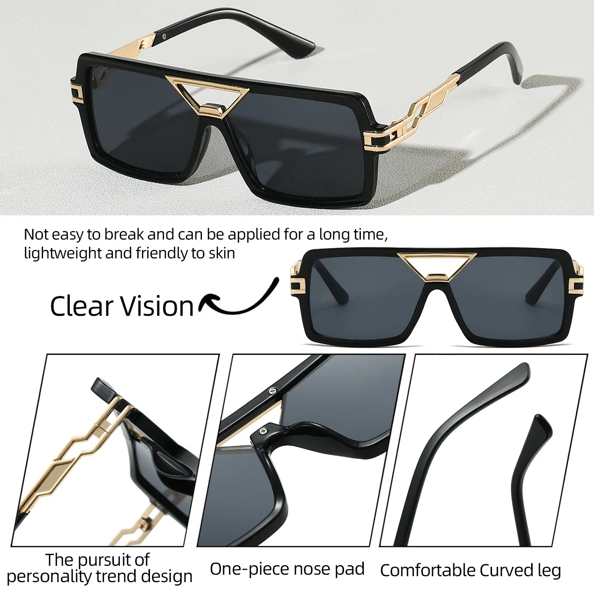 2026 neue Mann Frau Sonnenbrille Mode Vielseitige Trend Sonnenbrillen UV400 Farbe Blockieren Hohe Qualität Doppel Strahl Design Sonnenbrille – Detail 9
