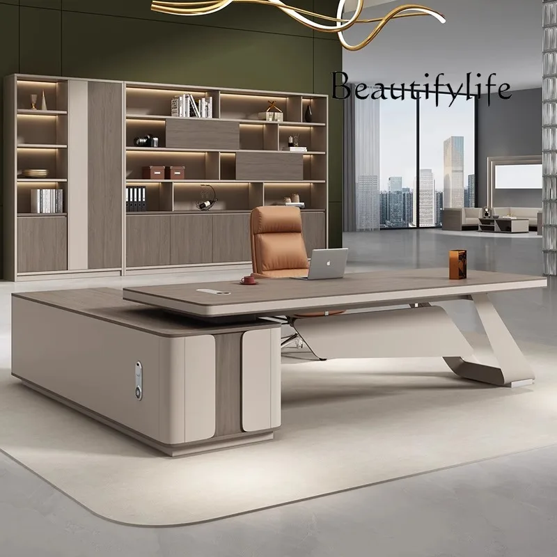 

Light luxury boss table office desk and chair combination desk simple modern chairperson's desk
