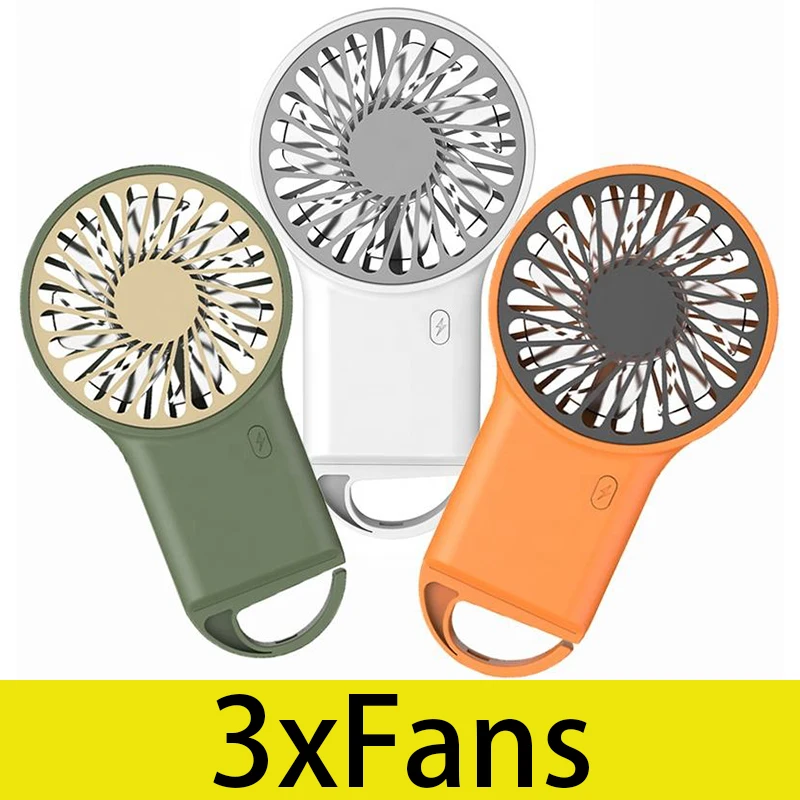 

3Pcs Hands-free Battery Rechargeable Fans Mini Portable Clip Cooler Fan Hand Held Pocket Fan With Hook