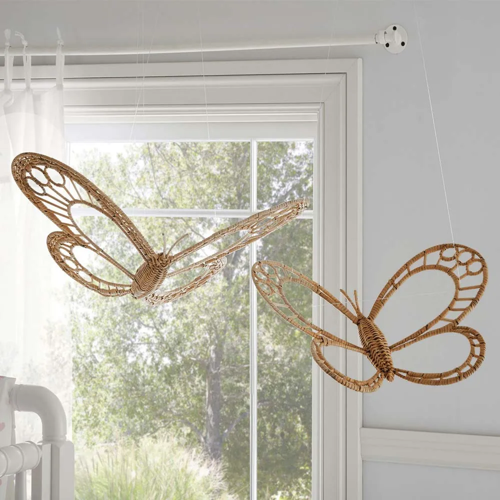 Nordic style rattan ornaments, straw butterfly shapes