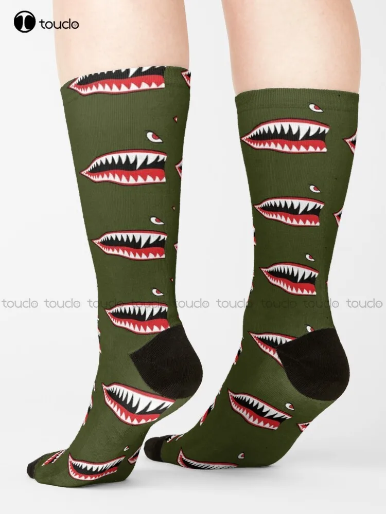 Flying Tigers Nose Warhawk Warhawk Ww2 Aircraft Aviation Socks Brown Socks Cartoon Comfortable Best Girls Sports Custom Gift