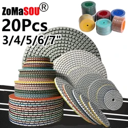 1-20Pcs 3/4/5/6/7Inch Diamond Polishing Pads Disc Wet/Dry Buff Abrasive Drill Sanding Granite Marble Quartz Glass Tile Grinding