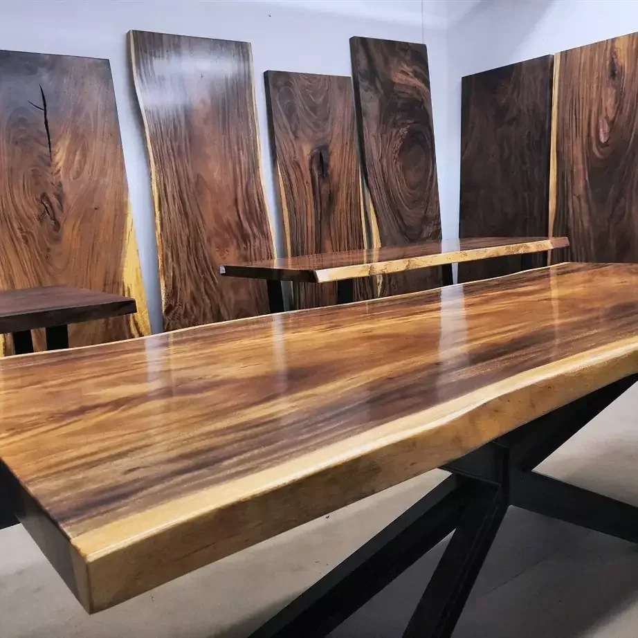 

New Hot Sale Raw Natural Slab Walnut Bubinga Suar Acacia Top Live Edg Dining Wood Table Wood Slab