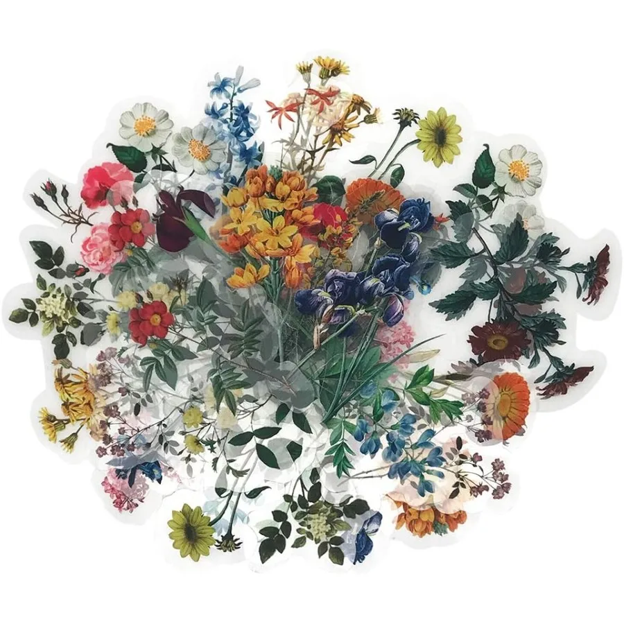Adesivi naturali vintage 40 pezzi piuttosto floreale decorativo adesivo retrò acquerello estetico alla moda per album di ritagli fai da te Craf