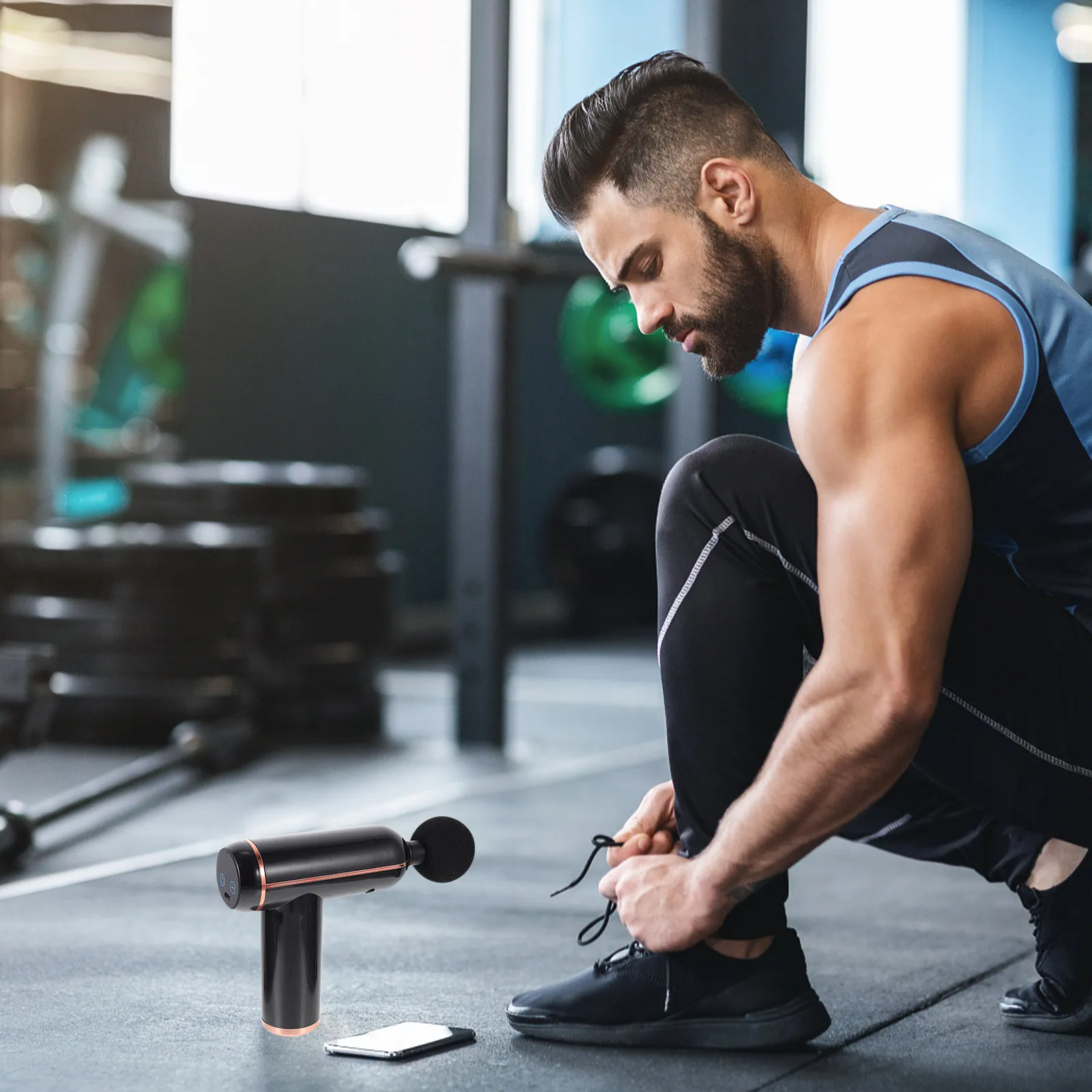 

Набор из 1 массажного пистолета для фасций, ручной электрический массажер с 6 уровнями регулировки, сенсорным управлением, портативное устройство для глубокого массажа тканей