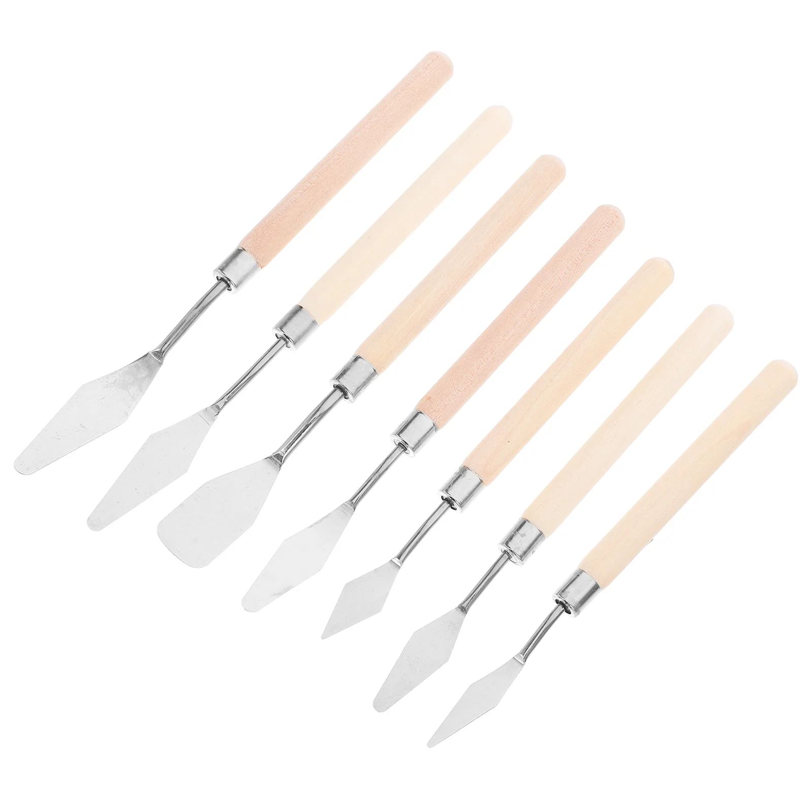 7 قطعة لوحة الفولاذ المقاوم للصدأ السكاكين مجموعة النفط اللوحة مكشطة ممسحة مرنة ملعقة أداة مقبض خشبي الفن اكسسوارات ل #4