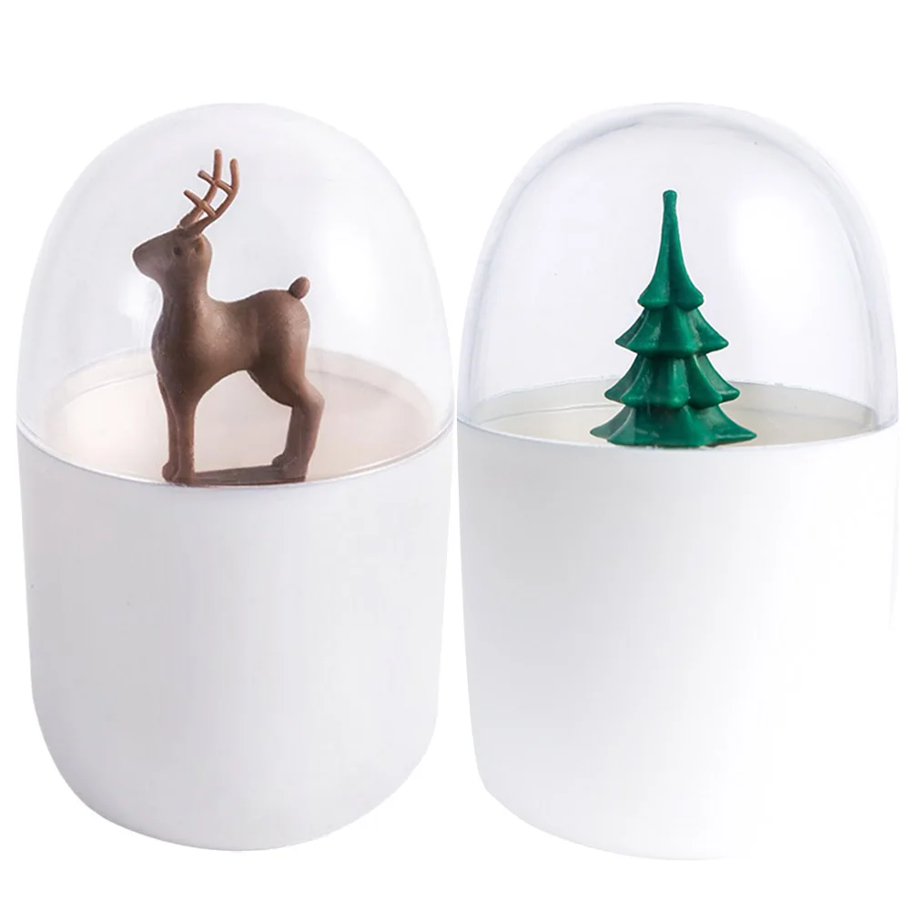 

2 pcs Fawn Christmas Tree Toothpick Holder Deer Storage Box Cotton Swab Tank Simple Accessories Reusable Home Storage
