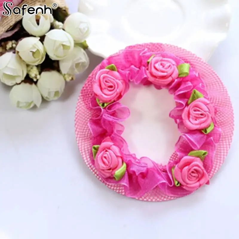 1Pcs Girls\' Cute Kawaii Flower Lace Reusable Bun Hair Nets For Dancers Kids\' Bun Net Cover Hair Accessories Ballet Dancewear