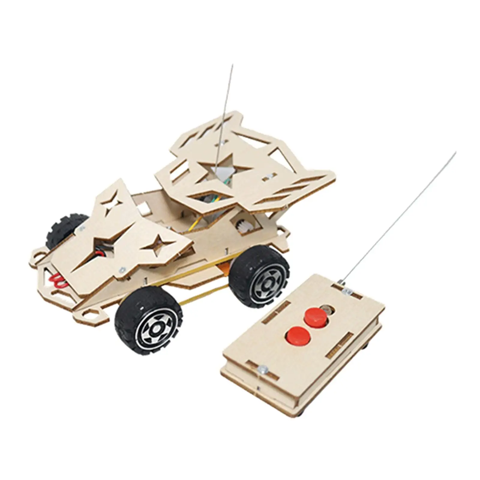 DIY Mini Remote Control Car Toy DIY Wooden Car Vehicle Model for Teens Gifts