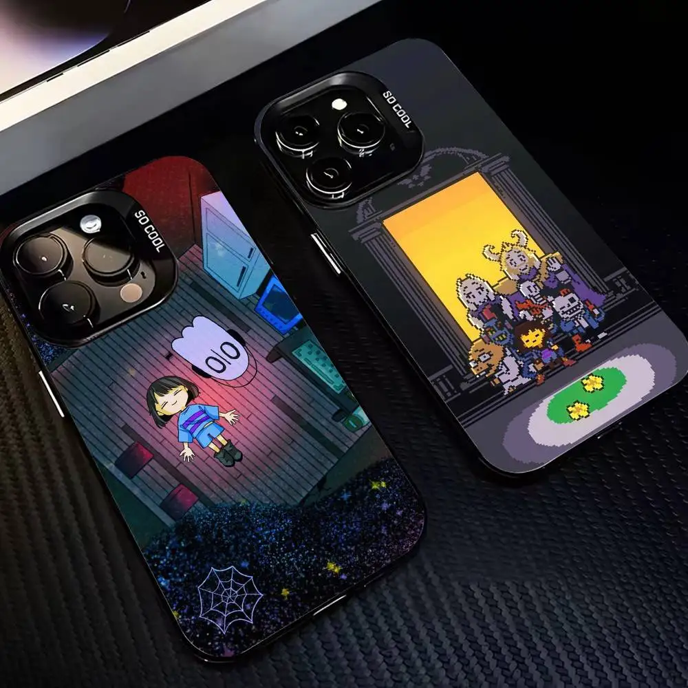 

R-Retro G-Game U-Undertale-es Phone Case For iPhone17,16,15,14,13,12,11,Pro,MAX Gray Matte Silicone Black Cover