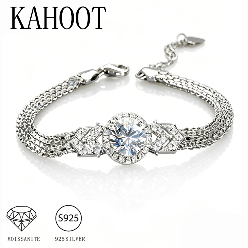 A 925 Silver and 2-Carat Moissanite Bracelet—Simple, Classic, and Versatile; Suitable for Both Men and Women.