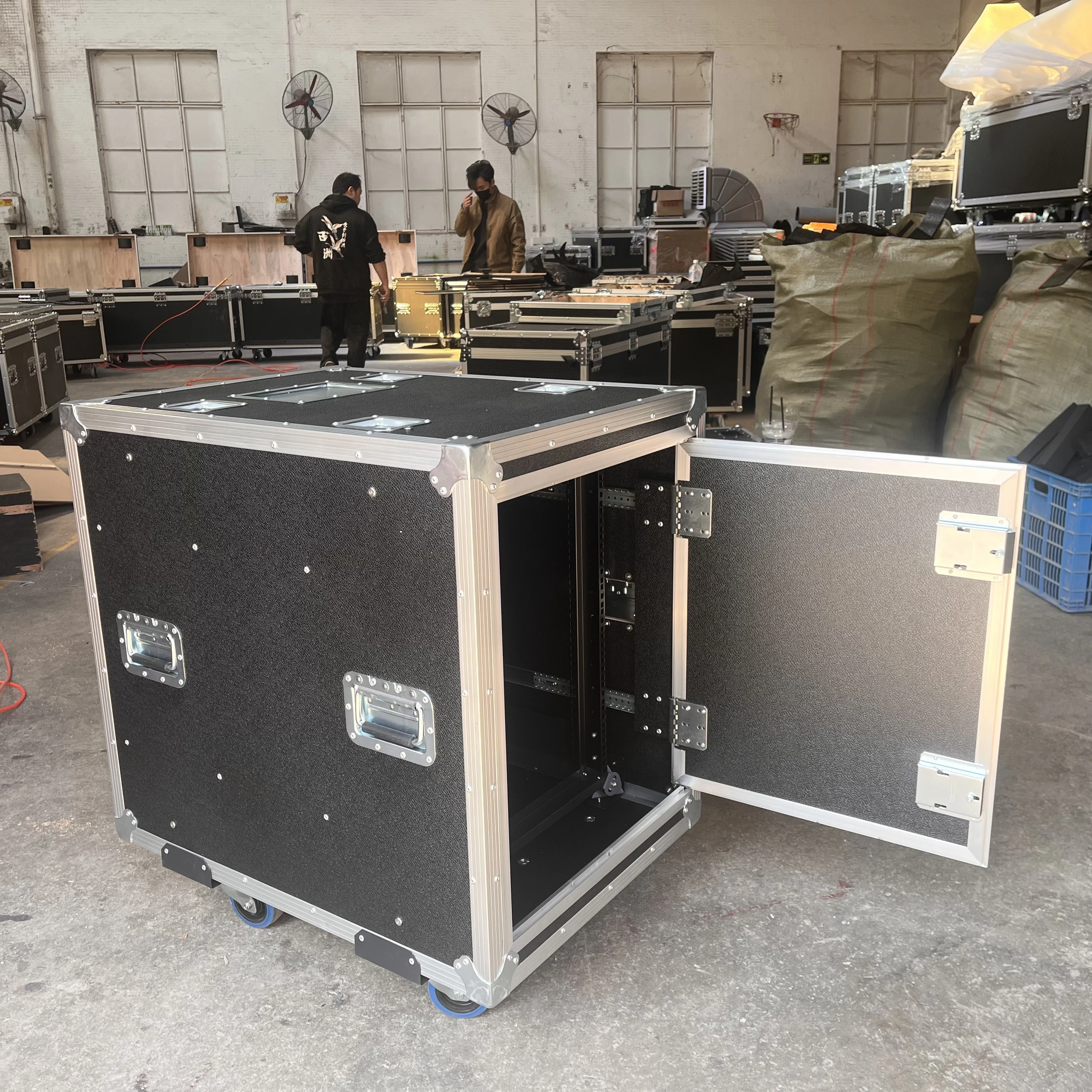 ATA Amp Rack Case, 19 inch 12U 14U 16U, 9mm Plywood Shock Mount Flight Case, Heavy Duty Aluminum Storage Tool Case for Stage